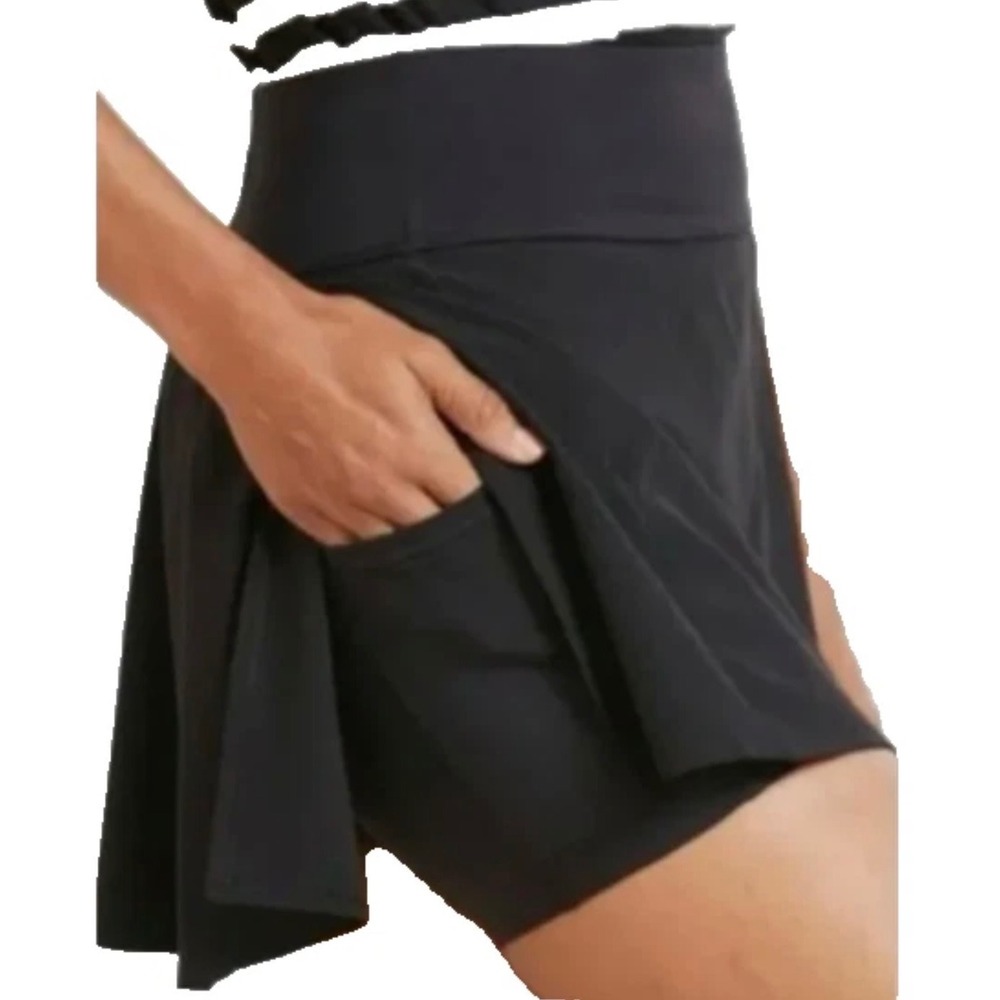 SPANX Get Moving 17" Skort Black Side Slits Built-In Shorts Size L‎ Pickleball